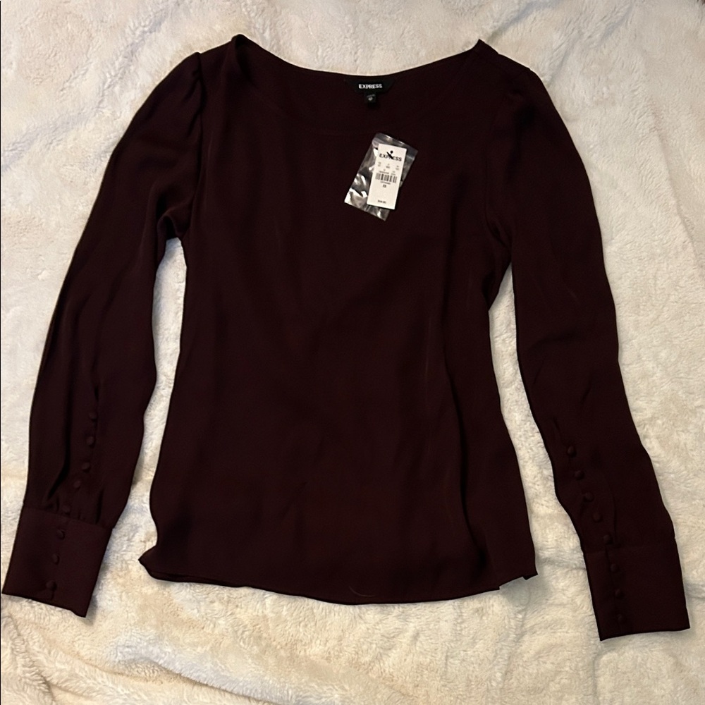 NTW Express Deep Burgundy Long Sleeve Blouse